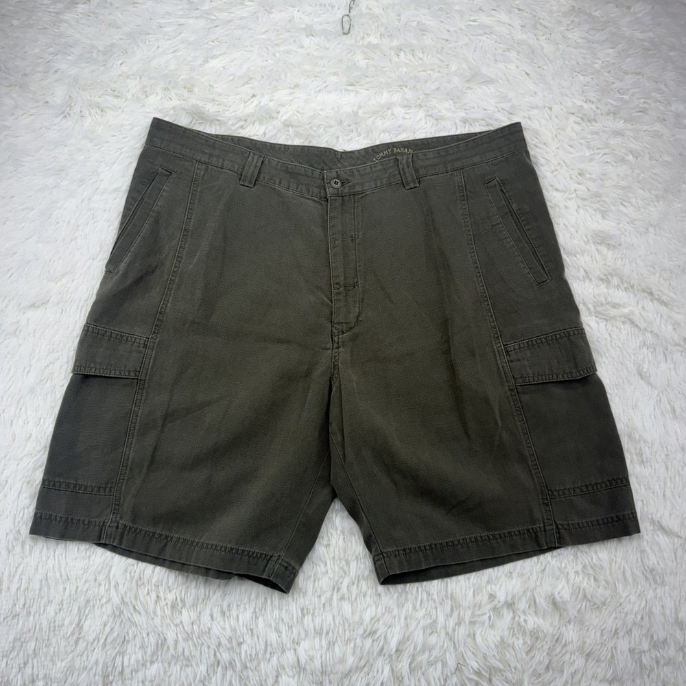 Tommy Bahama Cargo Shorts Mens 42 Olive Green Tencel Cotton Relaxed Casual